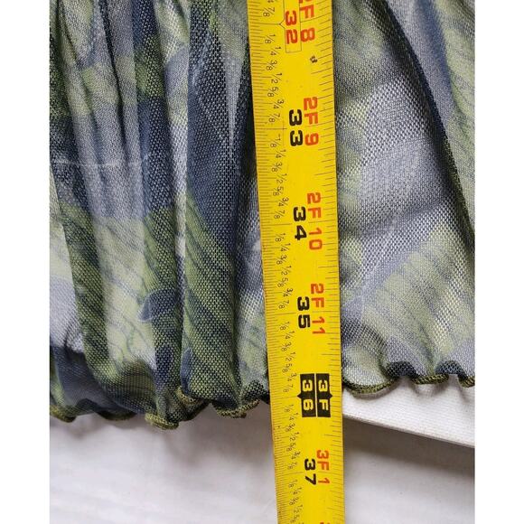 Lapis Women Strapless Sundress L Green Boho Leaf Print High Low Chiffon Festival - Picture 7 of 16